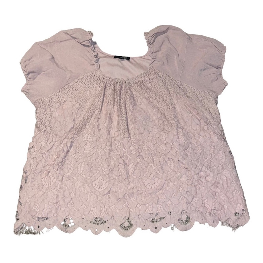 Suzanne Betro Floral Lace Puffer Sleeve Top Blouse Women’s 4 X Spring & Summer